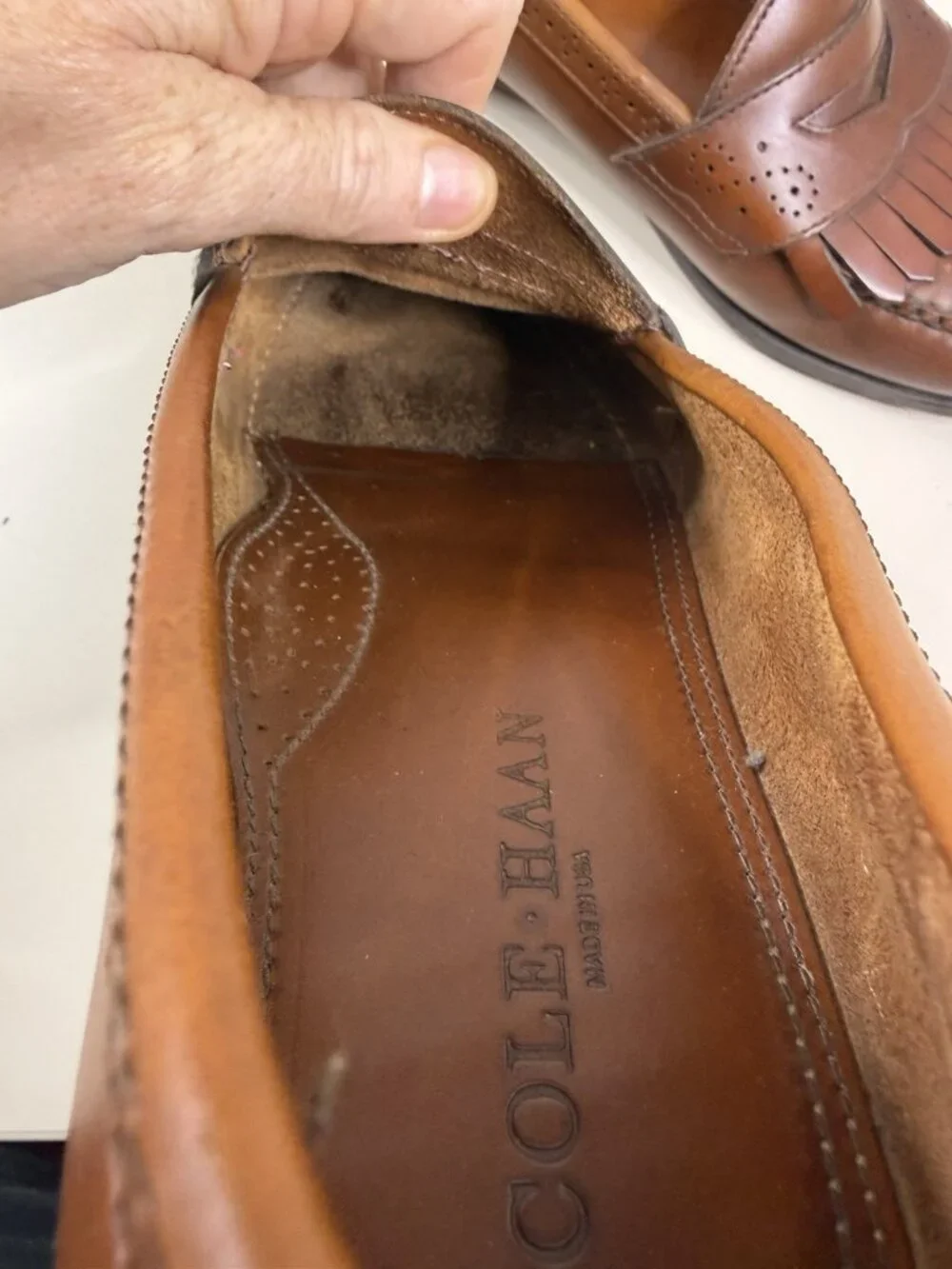 VTG Cole Haan Loafers Men 11 D Brown Leather Kiltie Slip On Dress Shoe EUC